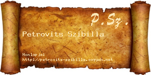 Petrovits Szibilla névjegykártya